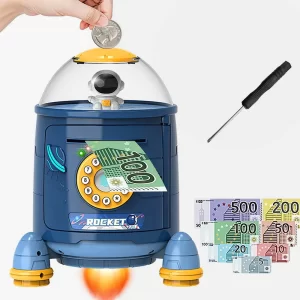 Rocket Piggy Safe Bank Box for Kids