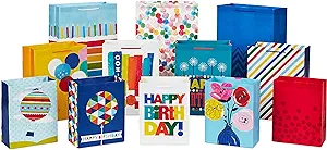 Hallmark Gift Bags in Assorted Sizes (Pack of 12 – 5 Medium 8″, 4 Large 11″, 3 Extra Large 14″) for Birthdays, Mother’s Day, Graduations, Baby Showers